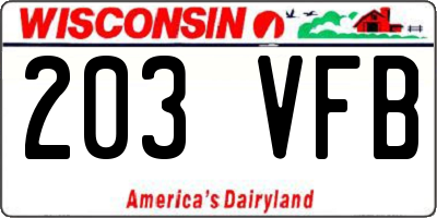 WI license plate 203VFB