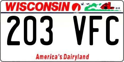 WI license plate 203VFC