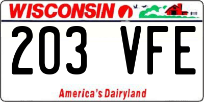WI license plate 203VFE