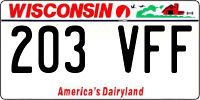 WI license plate 203VFF