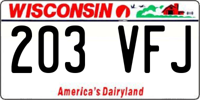 WI license plate 203VFJ