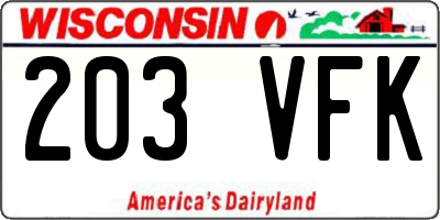 WI license plate 203VFK