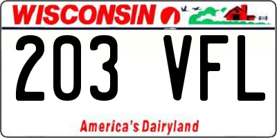 WI license plate 203VFL
