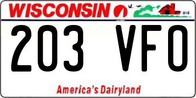 WI license plate 203VFO