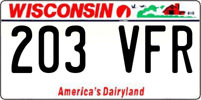 WI license plate 203VFR