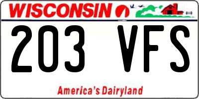 WI license plate 203VFS