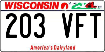 WI license plate 203VFT