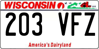 WI license plate 203VFZ