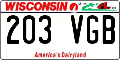 WI license plate 203VGB