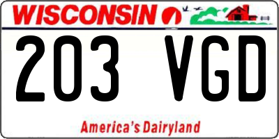 WI license plate 203VGD