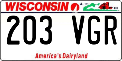 WI license plate 203VGR