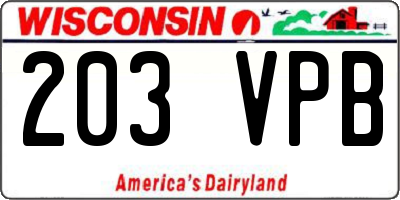 WI license plate 203VPB