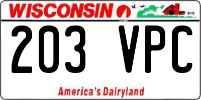 WI license plate 203VPC