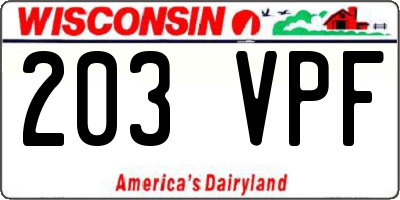 WI license plate 203VPF