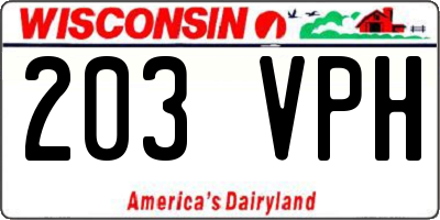 WI license plate 203VPH