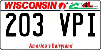 WI license plate 203VPI