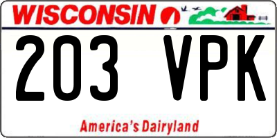WI license plate 203VPK