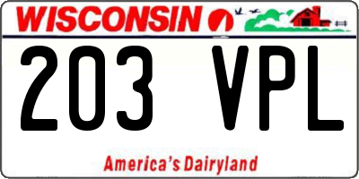 WI license plate 203VPL