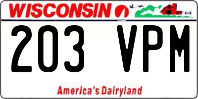 WI license plate 203VPM