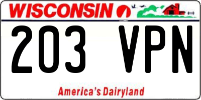 WI license plate 203VPN