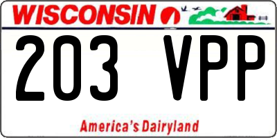 WI license plate 203VPP