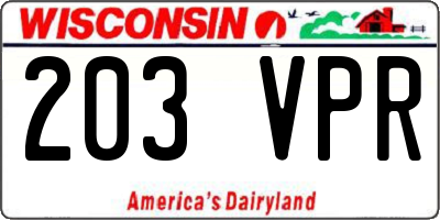 WI license plate 203VPR