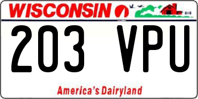 WI license plate 203VPU