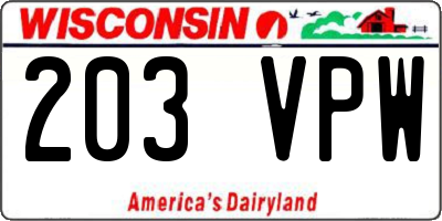 WI license plate 203VPW
