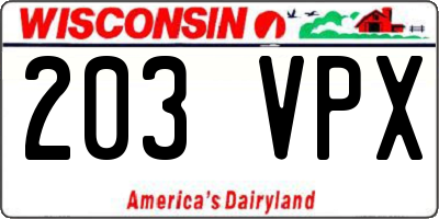 WI license plate 203VPX
