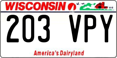 WI license plate 203VPY