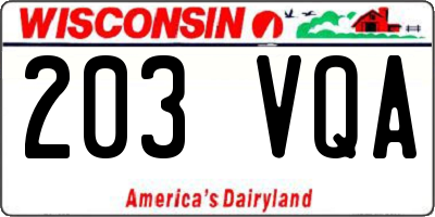 WI license plate 203VQA
