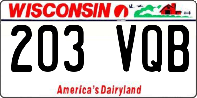 WI license plate 203VQB