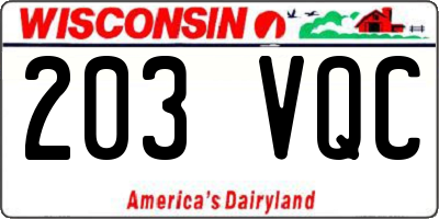 WI license plate 203VQC