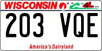 WI license plate 203VQE