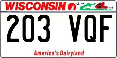 WI license plate 203VQF
