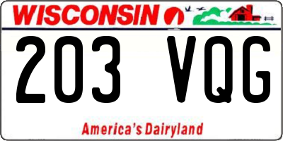 WI license plate 203VQG
