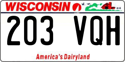WI license plate 203VQH