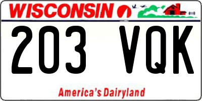 WI license plate 203VQK