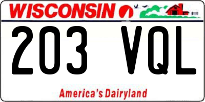 WI license plate 203VQL