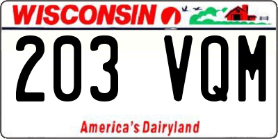WI license plate 203VQM