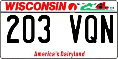 WI license plate 203VQN