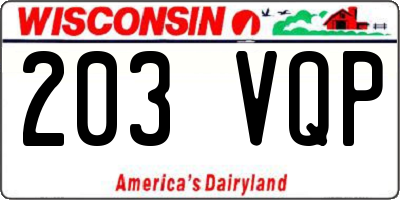 WI license plate 203VQP