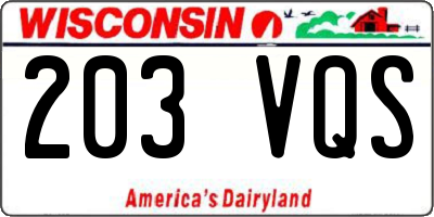 WI license plate 203VQS