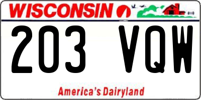 WI license plate 203VQW