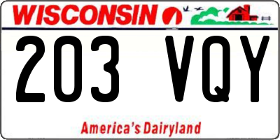 WI license plate 203VQY