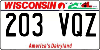 WI license plate 203VQZ