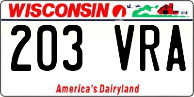 WI license plate 203VRA