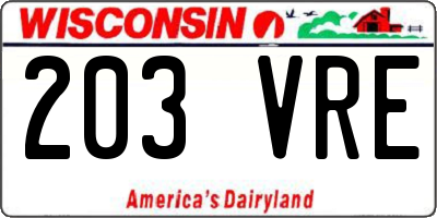 WI license plate 203VRE