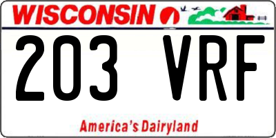 WI license plate 203VRF