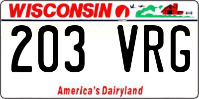 WI license plate 203VRG